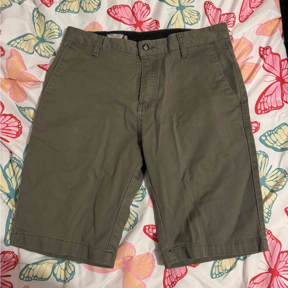 Volcom Men's Dark Olive Flat Front Shorts